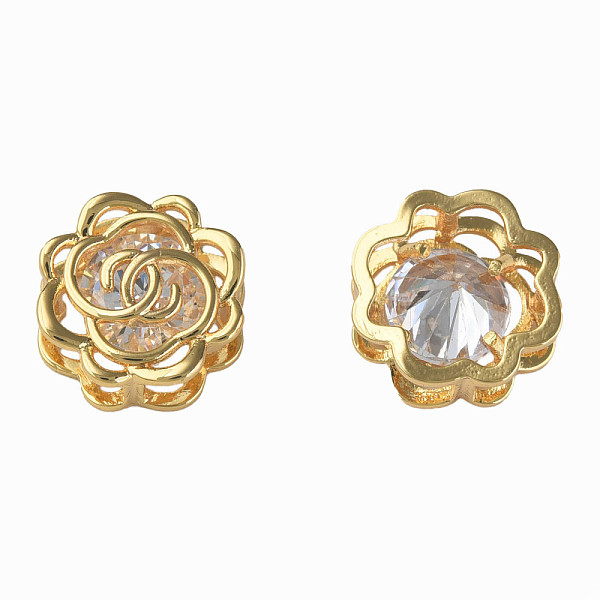 

PandaHall Brass Clear Cubic Zirconia Multi-Strand Link, Nickel Free, Flower, Real 18K Gold Plated, 13x13x6mm, Hole: 3x7mm Brass+Cubic...