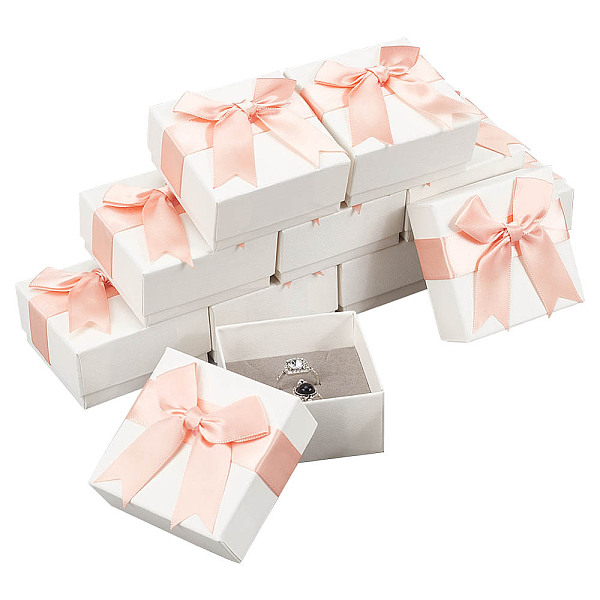 

PandaHall 12 Pcs Bowknot Cardboard Jewelry Boxes, 2.76x2.76 Inch Ring Boxes with Lid Paper Jewelry Set Box Display Packaging Box Set for...