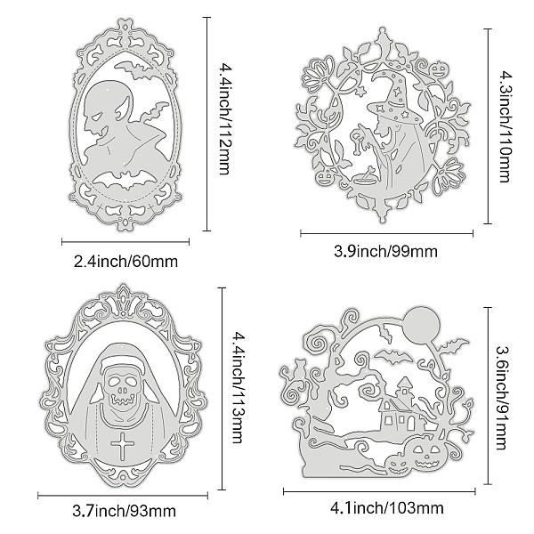 

PandaHall GLOBLELAND 4 Pcs 4 Styles Carbon Steel Cutting Dies Stencils, for DIY Scrapbooking/Photo Album, Decorative Embossing DIY Paper...