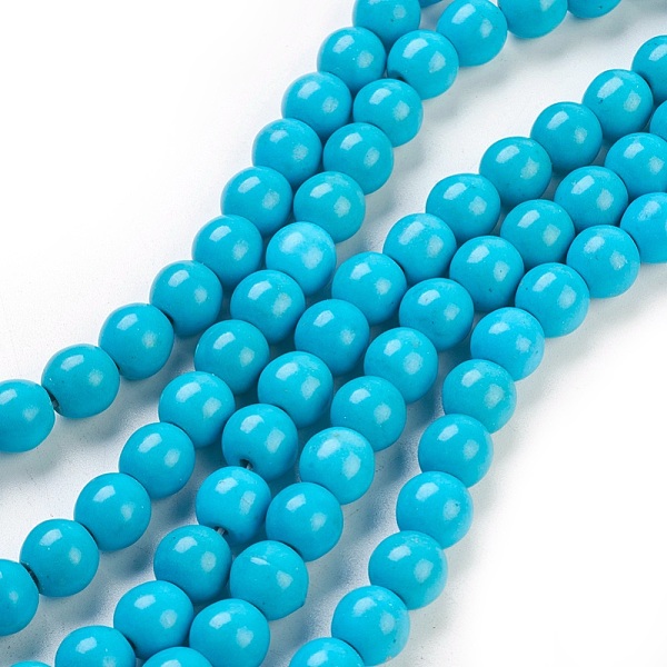 PandaHall Synthetic Turquoise Beads Strands, Dyed, Round, Deep Sky Blue, 8mm, Hole: 1mm, about 50pcs/strand, 15.35 inch Synthetic Turquoise...
