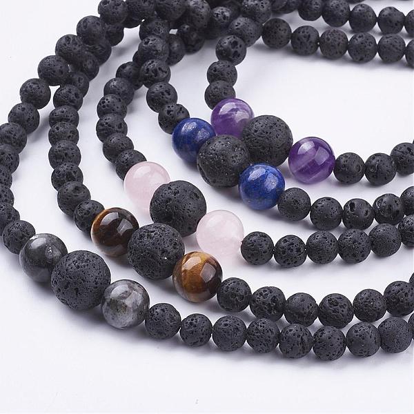 

PandaHall Natural Gemstone Beaded Necklaces, with Natural Lava Rock Beads & Platinum Plated Brass Lobster Claw Clasps, 17.71 inch(45cm)...
