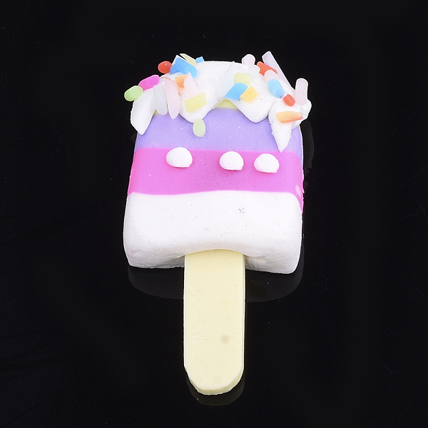 

PandaHall Handmade Polymer Clay Cabochons, Ice Lolly, Colorful, 30~35x15~18x6~11mm Polymer Clay Food