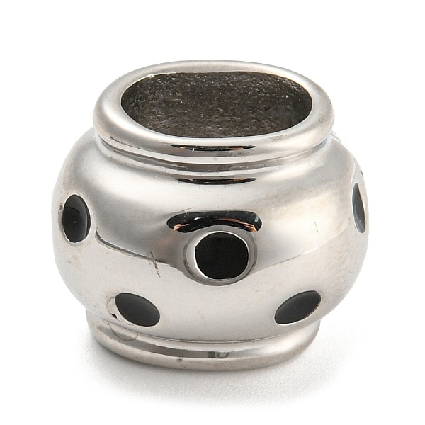 

PandaHall 304 Stainless Steel Beads, with Enamel, Stainless Steel Color, Large Hole Beads, Rondelle, Black, 16x19x16.5mm, Hole: 11x7.2mm...