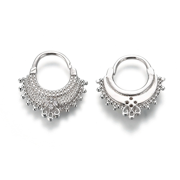 

PandaHall Brass Micro Pave Clear Cubic Zirconia Hoop Earrings, Fan, Platinum, 18x16.5x2mm, Pin: 1mm Cubic Zirconia Fan Clear