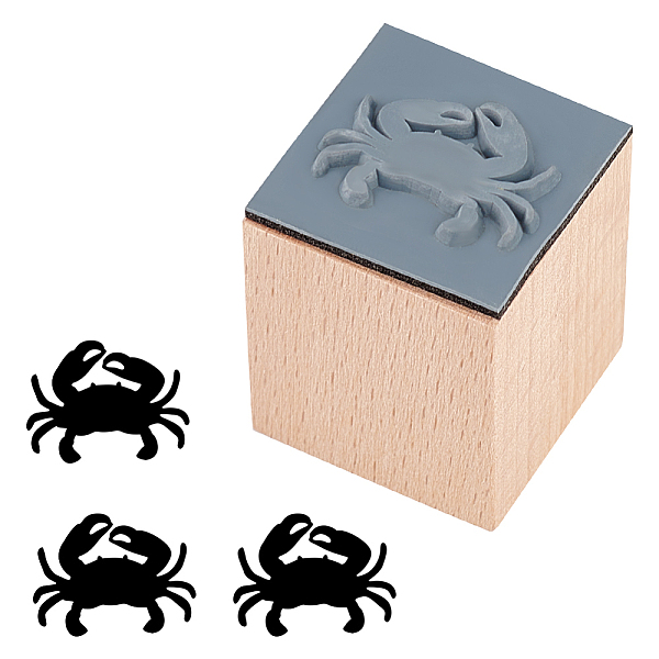 

PandaHall Wooden Stamps with Rubber, for DIY Craft Card Scrapbooking Supplies, Crab, 25~25.5x25~25.5x32mm Wood Crab