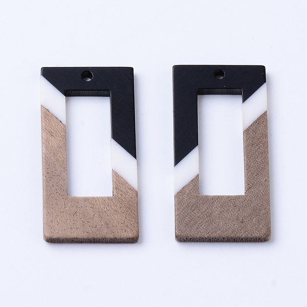 

PandaHall Resin & Walnut Wood Pendants, Rectangle, Creamy White, 38x19.5x4mm, Hole: 2mm Resin+Wood Rectangle