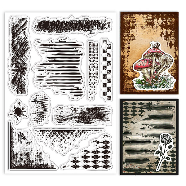 

PandaHall GLOBLELAND Vintage Texture Background Clear Stamps for Cards Making Retro Mark Background Silicone Clear Stamp Seals Transparent...