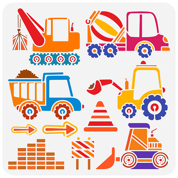 

PandaHall FINGERINSPIRE Construction Vehicle Painting Stencil 11.8x11.8inch Reusable Excavator Crane Truck Drawing Template Dump Truck...