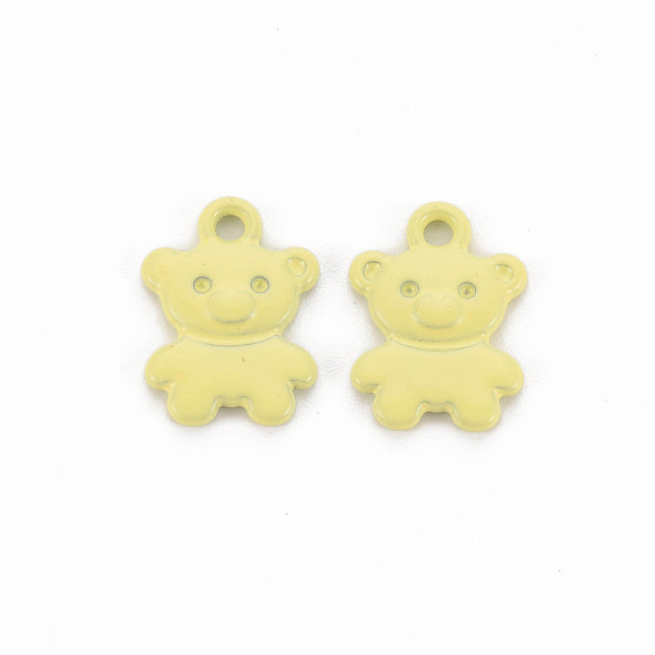 

PandaHall Spray Painted Alloy Charms, Cadmium Free & Lead Free, Bear, Light Khaki, 14x10x2mm, Hole: 1.6mm Alloy Bear