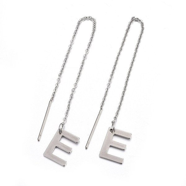 

PandaHall 304 Stainless Steel Stud Earrings, Hypoallergenic Earrings, Ear Threads, Alphabet, Letter.E, 107~112x1mm, Pin: 15x0.7mm, letter...