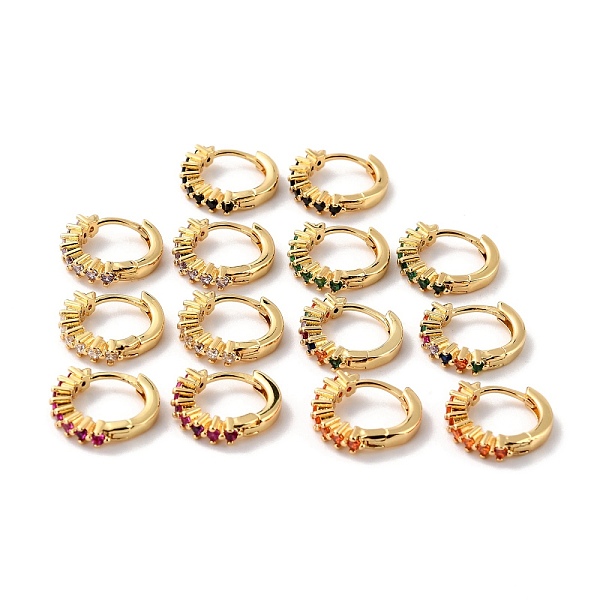 

PandaHall Dainty Cubic Zirconia Small Huggie Hoop Earrings, Earrings for Her, Cadmium Free & Lead Free, Real 18K Gold Plated, 15x3.5mm, Pin..., Multicolor