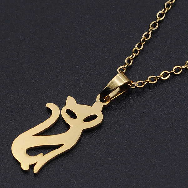 

PandaHall 201 Stainless Steel Pendants Necklaces, with Cable Chains and Lobster Claw Clasps, Fox, Golden, 17.71 inch(45cm), 1.5mm 201...