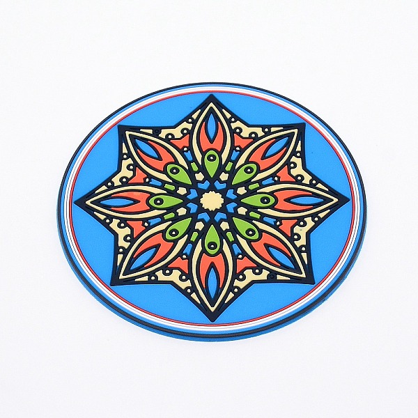 

PandaHall Silicone Hot Pads Holders, for Cooking and Baking Mat, Round & Flower Pettern, Deep Sky Blue, 128x3mm Silicone