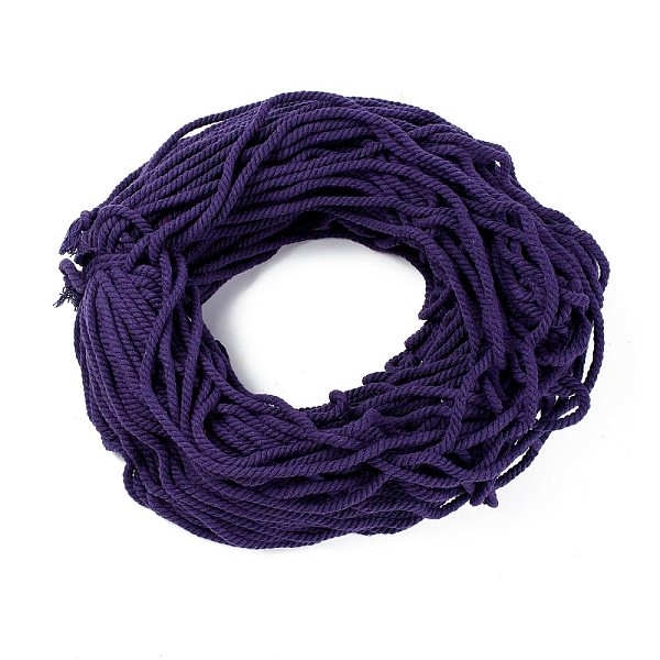 PandaHall Cotton Thread Cords, 3-Ply, For Jewelry Making, Purple, 5~5.8mm, 109.4 yard(100m)/bundle Cotton Purple