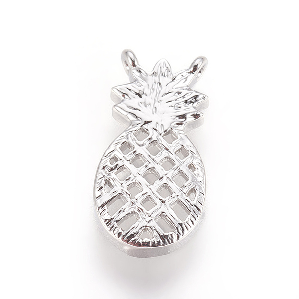 

PandaHall Brass Links connectors, Pineapple, Platinum, 15.5x7.8x2mm, Hole: 0.7mm Brass Fruit