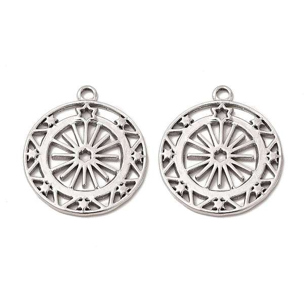 

PandaHall 304 Stainless Steel Pendants, Flat Round with Star Charm, Stainless Steel Color, 23x20x1mm, Hole: 1.8mm 304 Stainless Steel Flat...