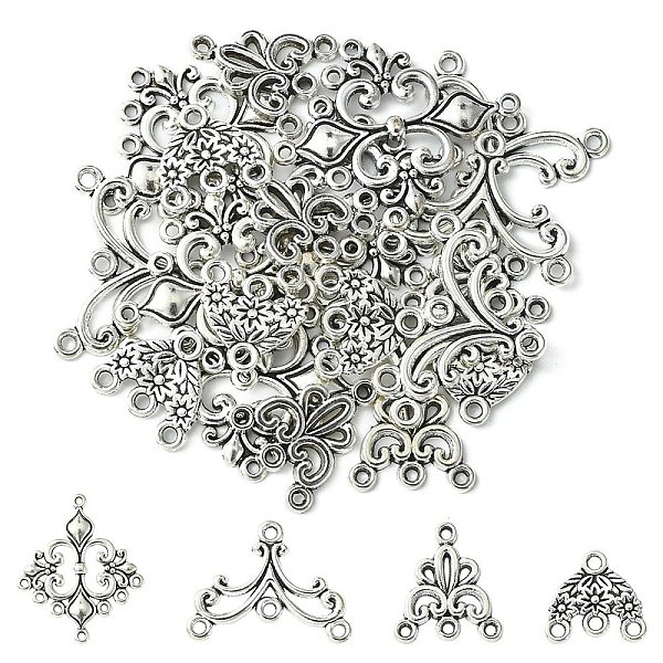 

PandaHall 20Pcs 4 Style Tibetan Style Alloy Chandelier Component Links, Mixed Shapes, Antique Silver, 15~35x16~29x1.5~2mm, Hole: 1~2mm...