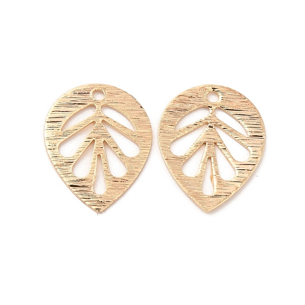 

PandaHall Brass Charms, Hollow Leaf Charm, Real 18K Gold Plated, 14x11x1mm, Hole: 1mm Brass Leaf
