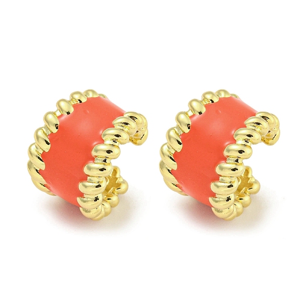 

PandaHall Brass with Enamel Cuff Earrings, for Women, Real 18K Gold Plated, Orange Red, 19.5x10.5~12.5mm Brass