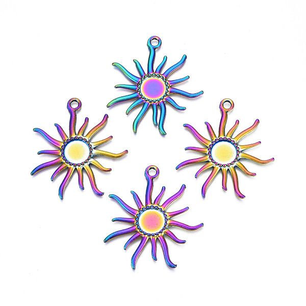 

PandaHall Rainbow Color Alloy Big Pendant Settings for Enanmel, Cadmium Free & Lead Free, Sun, Flat Round Tray: 12mm, 52x45x3mm, Hole: 3.5mm...
