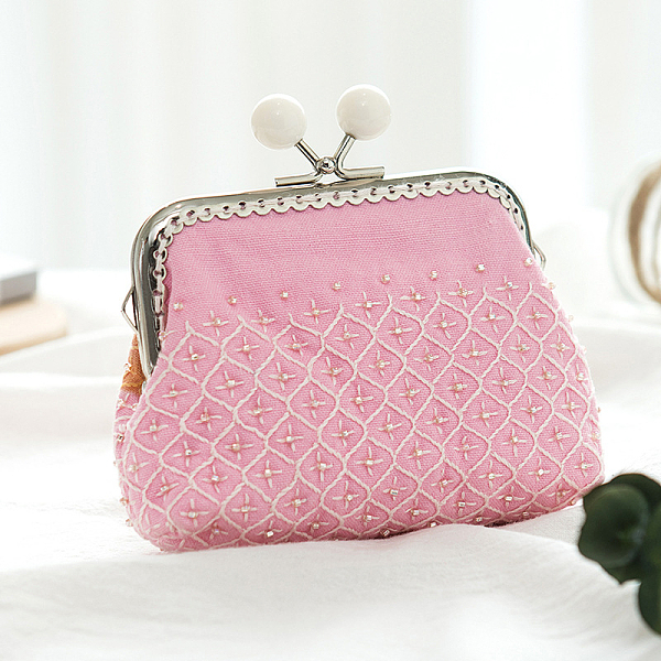 

PandaHall DIY Cosmetic Bag Embroidery Kit for Beginners, including Embroidery Needles & Thread, Cotton Linen Cloth, Pink, 100x75x35mm Cloth...
