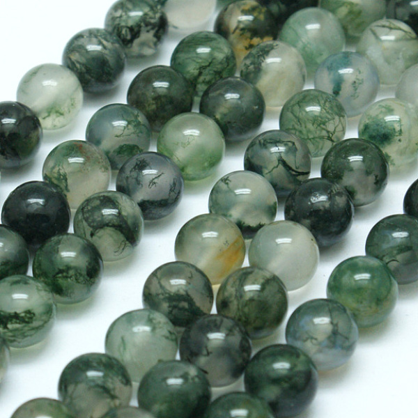

PandaHall Natural Moss Agate Beads Strands, Round, 6mm, Hole: 0.8mm, about 63pcs/strand, 14.76 inch(37.5cm) Moss Agate Round