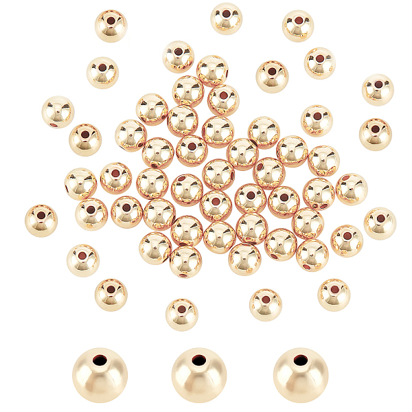 

PandaHall 50pcs 14K Gold Plated Brass Beads, 8mm Long-lasting Gold Spacer Beads Tarnish Resistant Seamless Loose Beads Smooth Ball Beads...