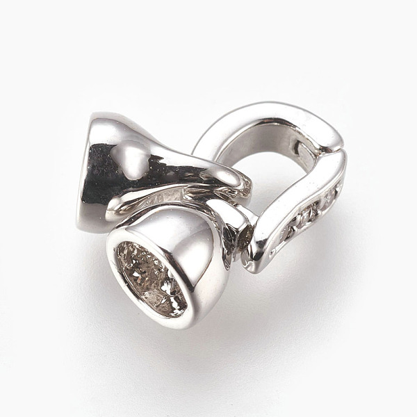 

PandaHall Brass Micro Pave Cubic Zirconia Fold Over Clasps, Clear, Real Platinum Plated, Clasp: 12x6.5x6mm, Cord End: 8x5.5mm, Inner...
