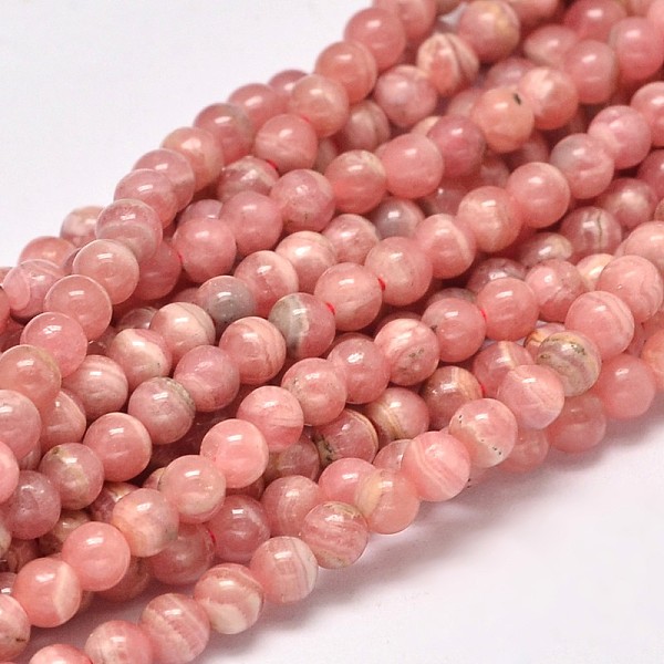 

PandaHall Round Natural Rhodochrosite Bead Strands, 4mm, Hole: 1mm, about 98pcs/strand, 15.5 inch Rhodochrosite Round