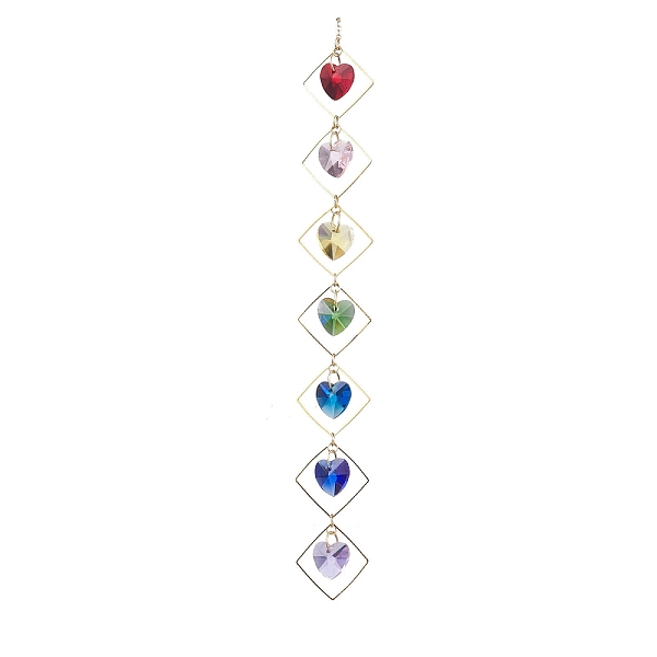 

PandaHall Brass Rhombus Hanging Ornaments, Glass Tassel for Home Garden Outdoor Decorations, Heart, 277x27.5mm Glass Heart