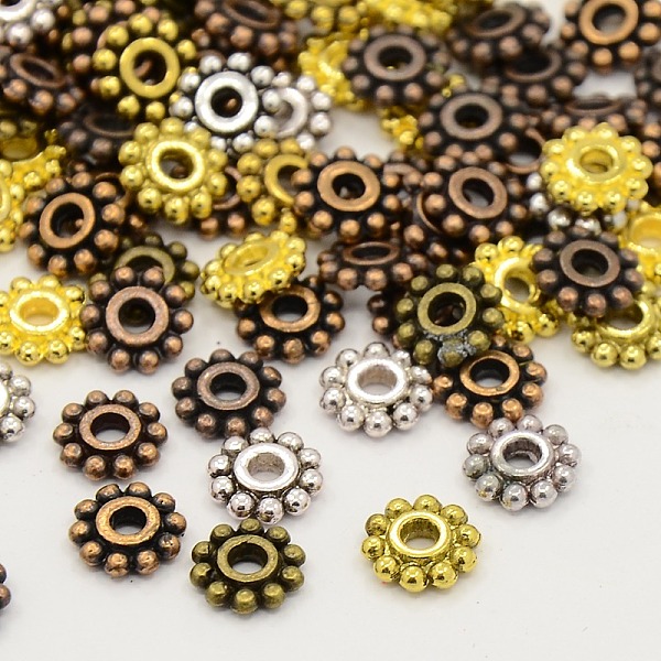 

PandaHall Mixed Tibetan Style Snowflake Flower Spacer Beads, Cadmium Free & Nickel Free & Lead Free, Mixed Color, 6.5mm, Hole: 2mm, about...