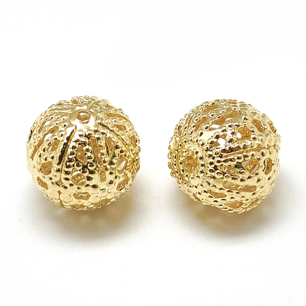 

PandaHall Brass Filigree Beads, Filigree Ball, Round, Real 18K Gold Plated, 10mm, Hole: 1mm Brass Round