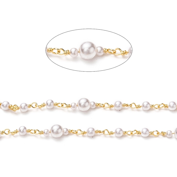 

PandaHall Handmade Brass Ball Chains, with Glass Pearl Beads and Spool, Long-lasting Plated, Unwelded, Round, Golden, Round Beads: 3mm and...