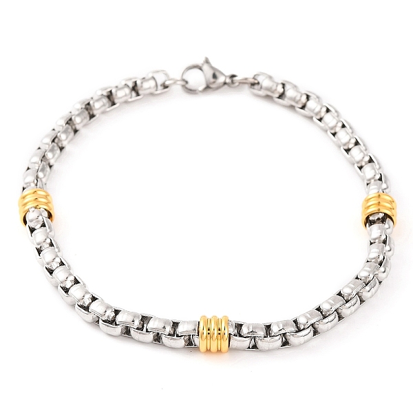 

PandaHall 304 Stainless Steel Box Chain Bracelets for Women, Golden & Stainless Steel Color, 8-3/4 inch(22.2cm) 304 Stainless Steel