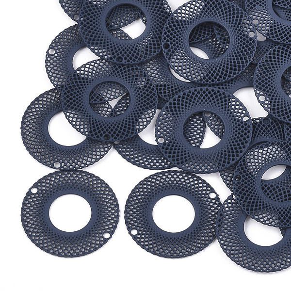 

PandaHall 430 Stainless Steel Links connectors, Spray Painted, Etched Metal Embellishments, Donut, Marine Blue, 20x0.3mm, Hole: 1.2mm 430...