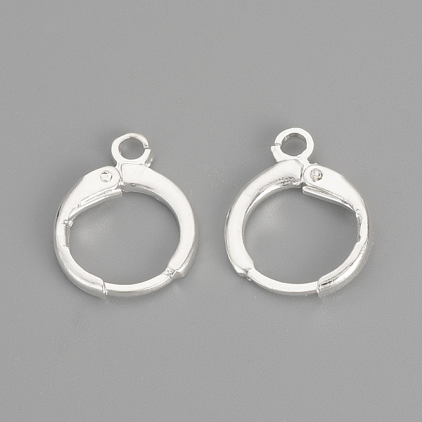 

PandaHall Brass Huggie Hoop Earring Findings, with Loop, Silver Color Plated, 15x11.5x2mm, Hole: 2mm, Pin: 1mm Brass Silver