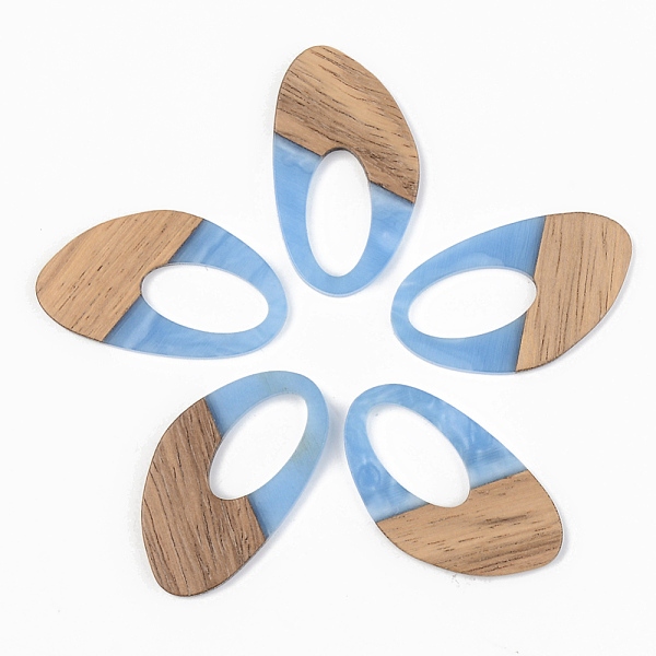 

PandaHall Opaque Resin & Walnut Wood Pendants, Teardrop, Cornflower Blue, 39x23x3mm, Hole: 20x10mm Resin+Wood Teardrop Blue