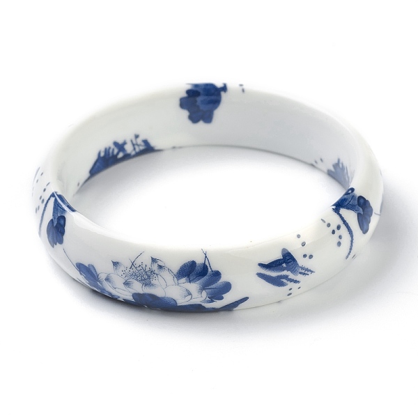 

PandaHall Fashion Women's Printed Porcelain Bangles, Flower Pattern, Dark Blue, Inner Diameter: 2-3/8 inch(5.9cm) Porcelain Flower