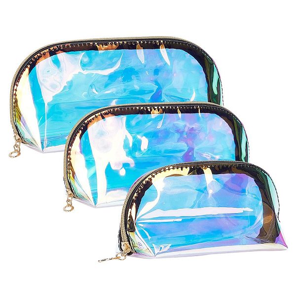 

PandaHall CRASPIRE 3Pcs 3 Style Laser Portable TPU Transparent Waterpoof Makeup Storage Bag, Multi-functional Wash Bag, with Pull Chain..., White