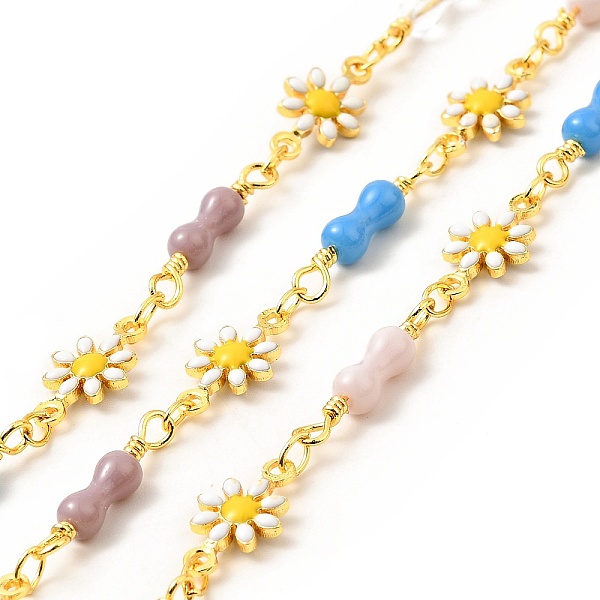 

PandaHall Brass Daisy Flower Link Chains, with Enamel Gourd Beaded, Real 18K Gold Plated, Soldered, with Spools, Long-Lasting Plated...