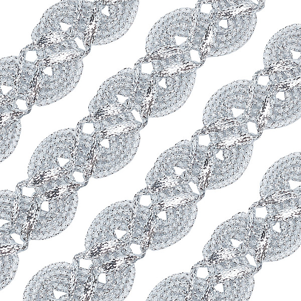 

PandaHall Metallic Lace Trim, Craft Ribbon for Bridal Costume Crafts and Sewing, Silver, 3/4 inch(20mm) Fibre Silver