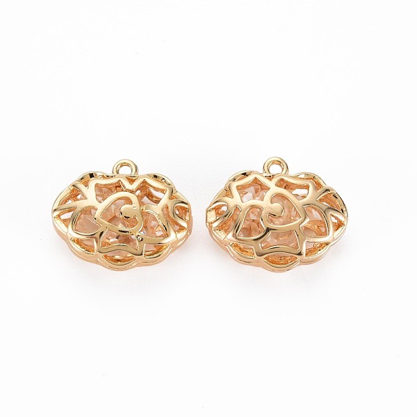 

PandaHall Brass with Clear Cubic Zirconia Pendants, Nickel Free, Lock, Real 18K Gold Plated, 13x16.5x7mm, Hole: 1.2mm Brass+Cubic Zirconia...