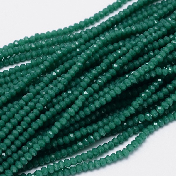 

PandaHall Faceted Rondelle Glass Beads Strands, Teal, 2.8~3x2mm, Hole: 0.8mm, about 165~169pcs/strand, 15.7~16.1 inch(40~41cm) Glass..., Cyan