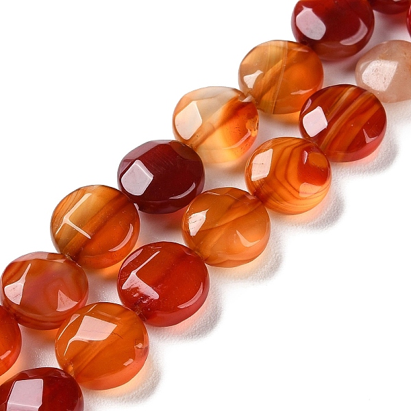

PandaHall Natural Red Agate Beads Strands, Faceted, Flat Round, Dyed, 10~10.5x4.5~5.5mm, Hole: 1.2mm, about 20pcs/strand, 7.80 inch(19.8cm)...