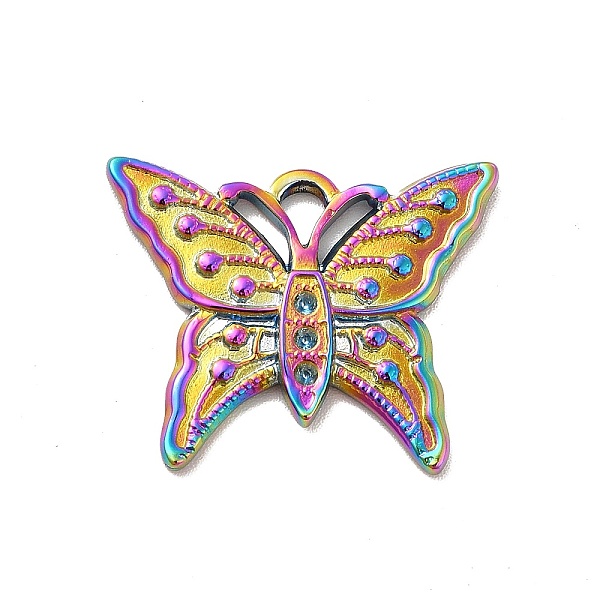 

PandaHall Ion Plating(IP) 304 Stainless Steel Pendant Rhinestone Settings, Butterfly, Rainbow Color, Fit For 1.2mm Rhinestone, 20x24.5x2mm...