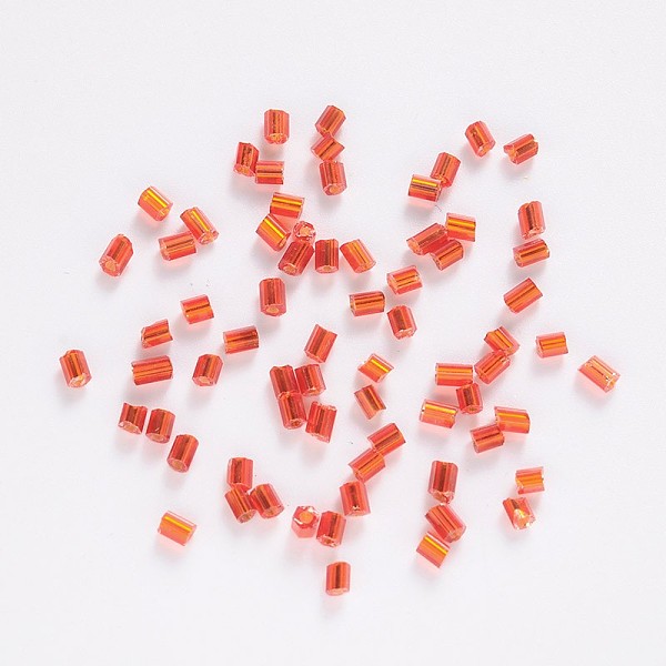 

PandaHall 11/0 Two Cut Glass Seed Beads, Hexagon, Silver Lined Round Hole, Red, Size: about 2.2mm in diameter, about 37500pcs/pound Glass...