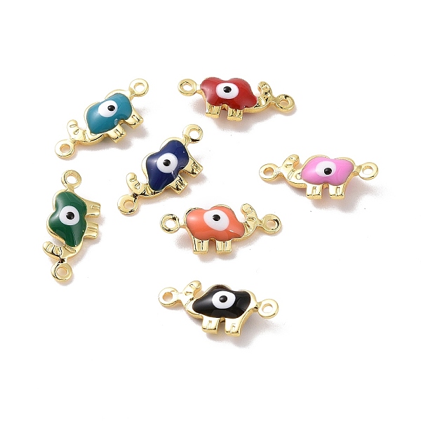 

PandaHall Brass Enamel Connector Charms, Real 18K Gold Plated, Elephant with Evil Eye Pattern, Mixed Color, 6x14.5x3mm, Hole: 1mm..., Multicolor