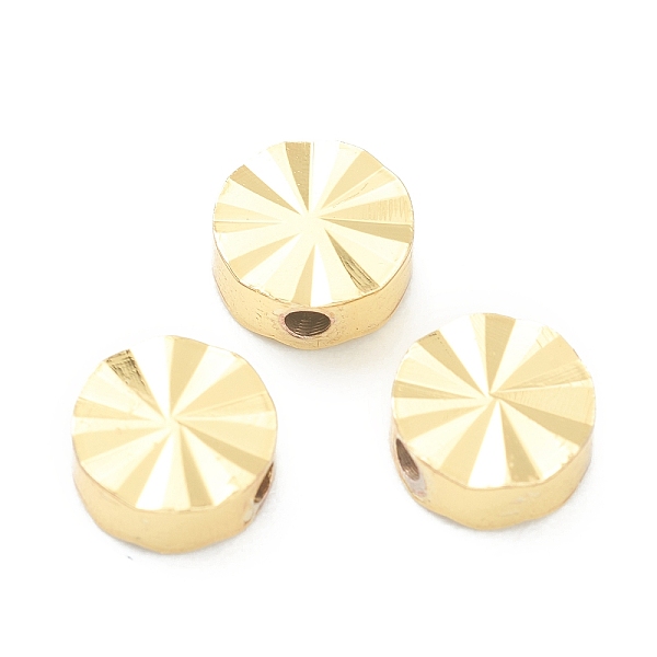 

PandaHall Brass Beads, Fancy Cut, Flat Round, Real 18K Gold Plated, 6x2.5mm, Hole: 1.2mm Brass Flat Round
