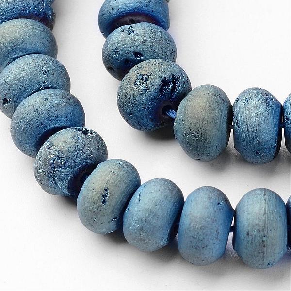 

PandaHall Electroplated Natural Quartz Crystal Beads Strands, Druzy Geode Crystal, Rondelle, Green Plated, 10x6mm, Hole: 1mm, about...