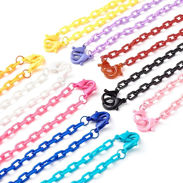 

PandaHall Acrylic Cable Chain Necklace Sets, Mixed Color, 21.81 inch(55.4cm), 10pcs/set Acrylic Multicolor